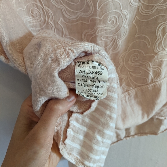 Linen Made in Italy Embroidered Blouse - Picture 5 of 5